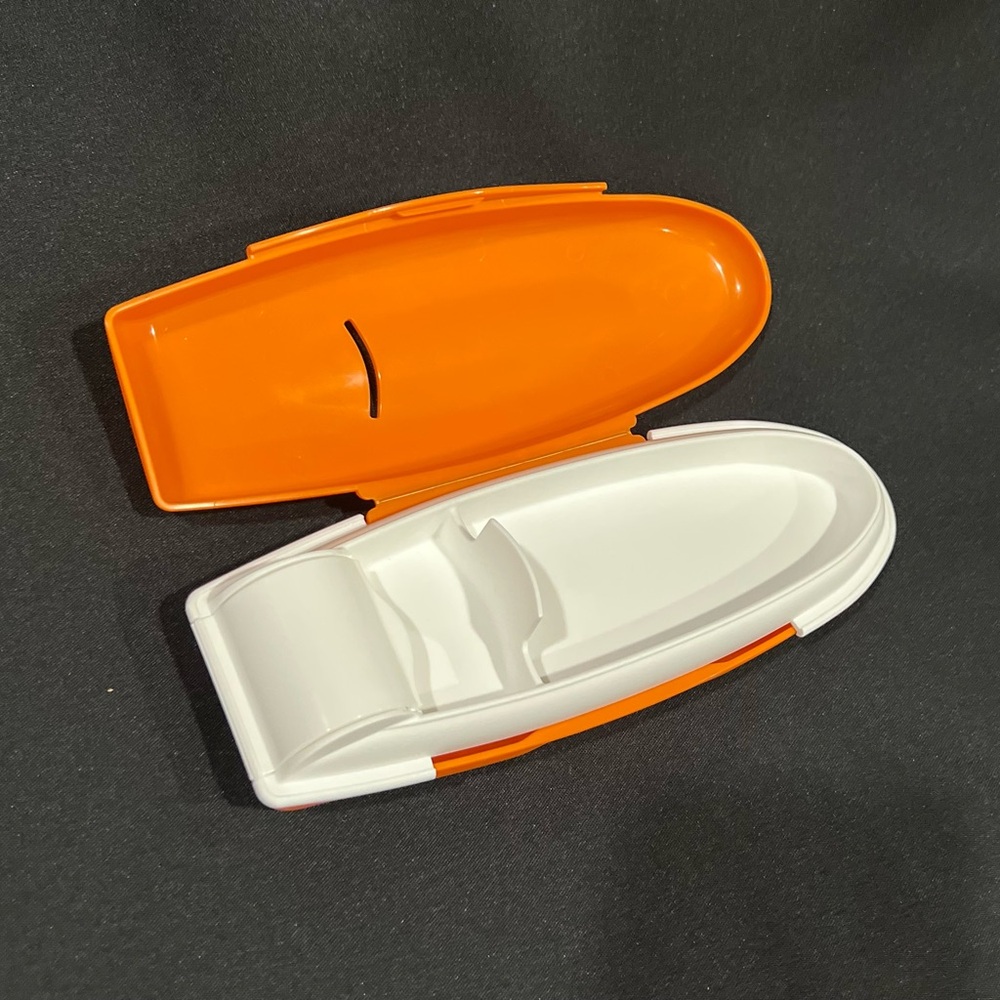 NWOT Tupperware Sleek Orange & White Pencil Case